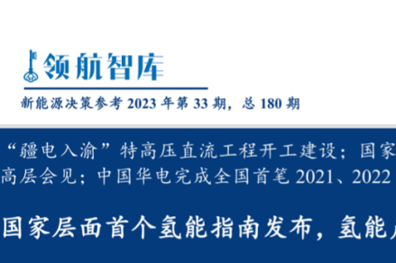 《新能源决策参考》(33期)：国家层面首个氢能指南发布