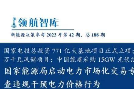 《新能源决策参考》(42期)：国家能源局启动电力市场化交易专项整治工作，严查违规干预电力价格行为